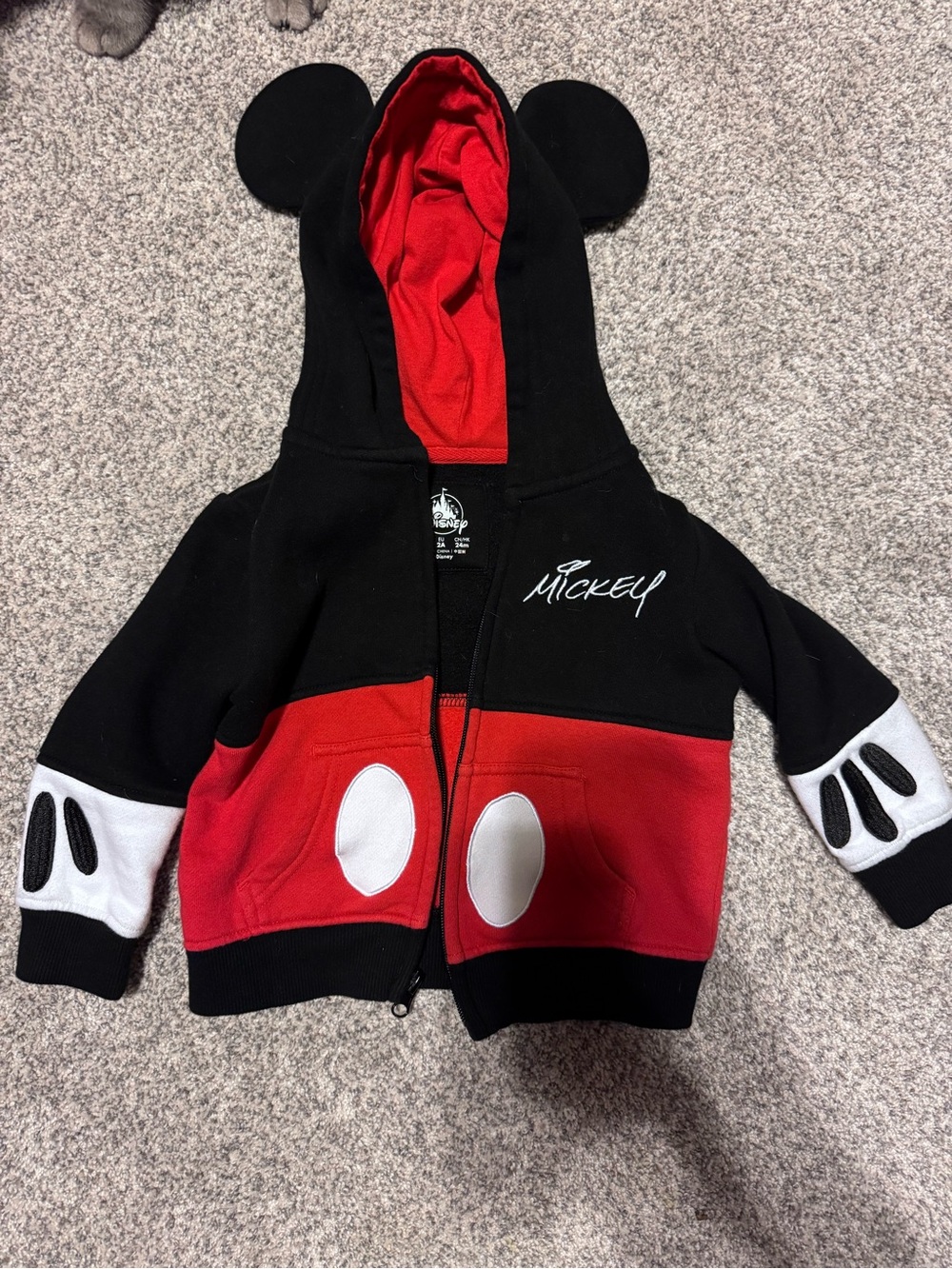 Disney Mickey Mouse Hoodie Jacket - Black, Red, White